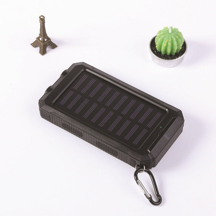 Black Portable Solar Panel Power Bank.
