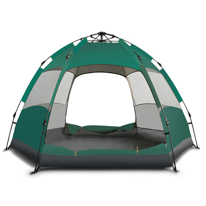 Green Rainproof Hexagonal Camping Tent