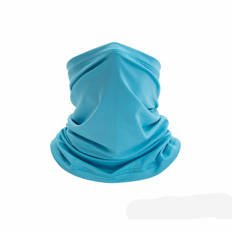 Sky Blue Breathable Multifunctional Headscarf on a white surface