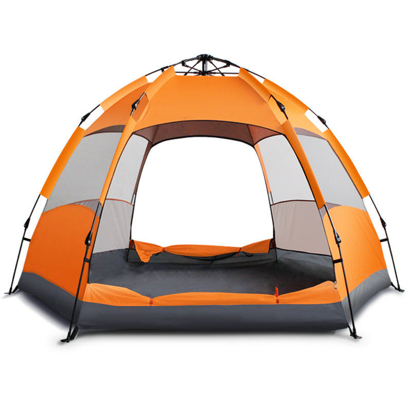 Orange Rainproof Hexagonal Camping Tent