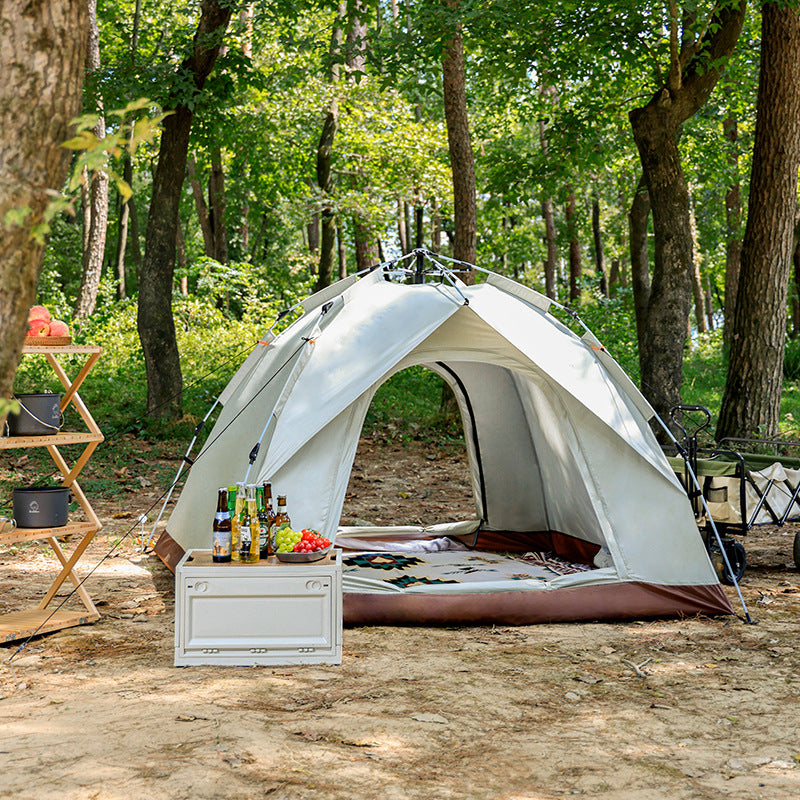 White Quick-Opening Windproof Camping Tent  in nature