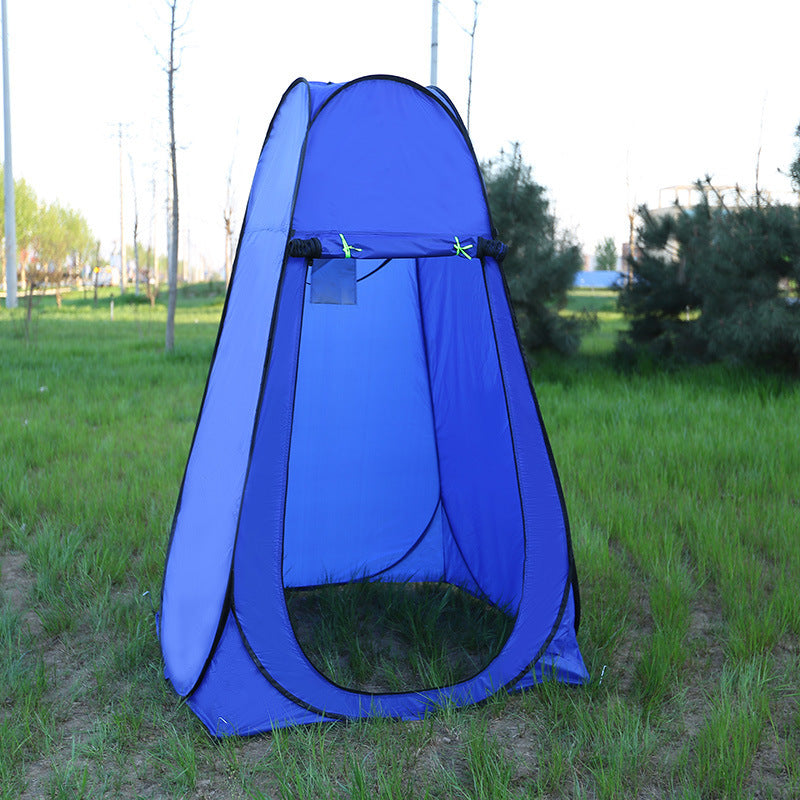 Blue Portable Outdoor Shower Tent Camp in nature