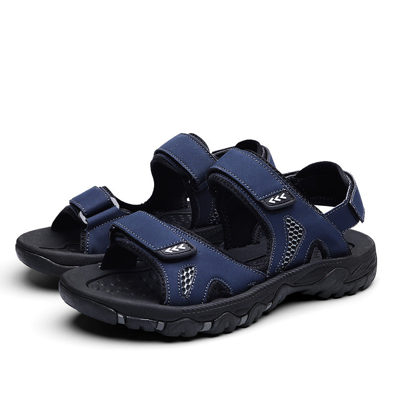 Blue Women's Open Toe Sandals on a white surface