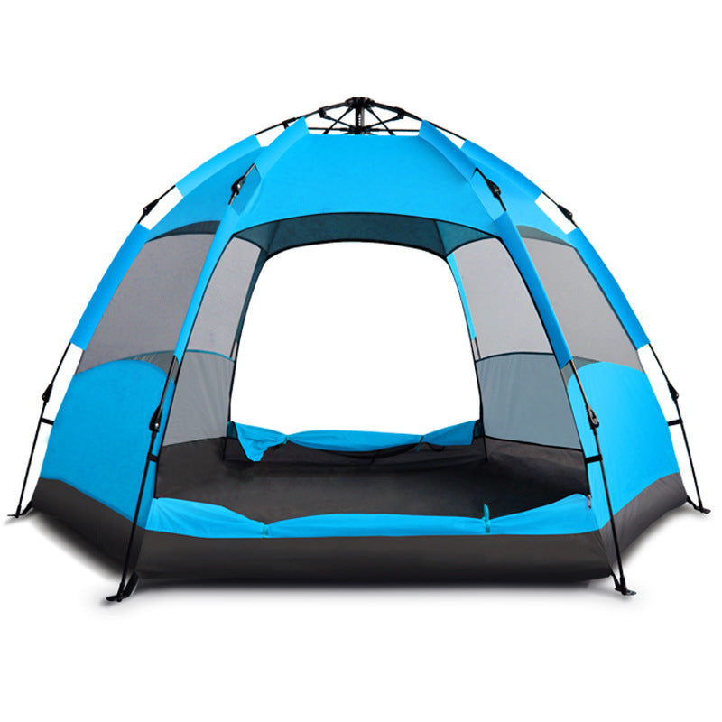 Blue Rainproof Hexagonal Camping Tent