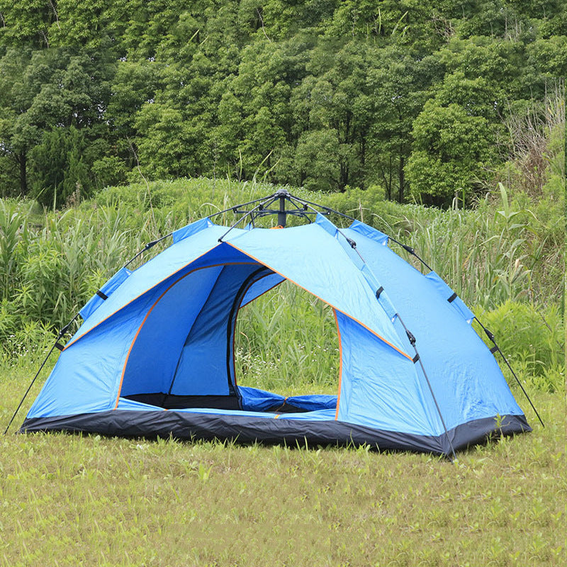 Blue Quick-Opening Windproof Camping Tent in nature