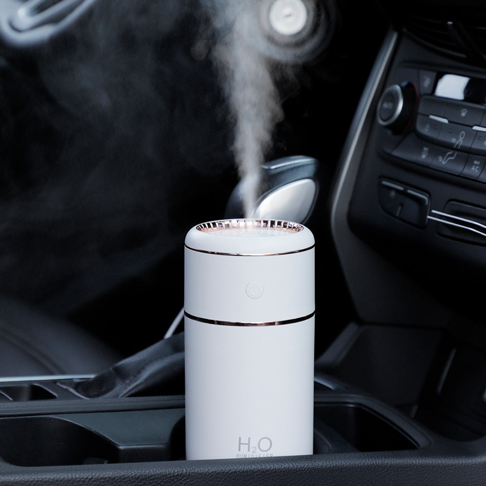 USB White Car Humidifier with Colorful Light in a car