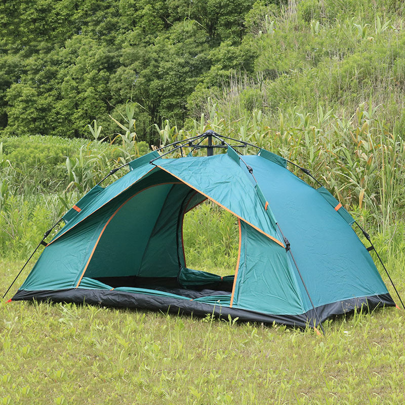 Green Quick-Opening Windproof Camping Tent in nature