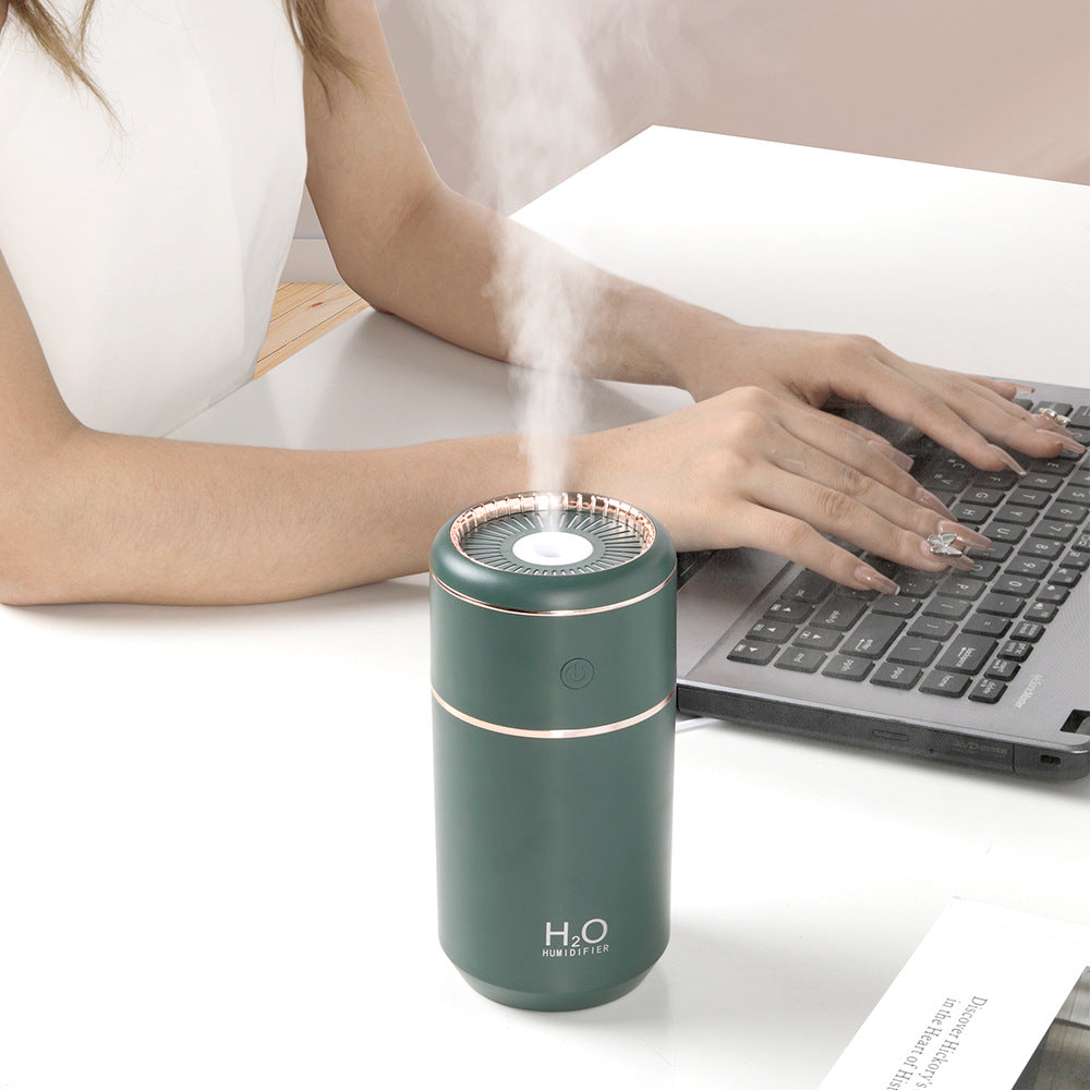 Green USB Humidifier with Colorful Light in an Office
