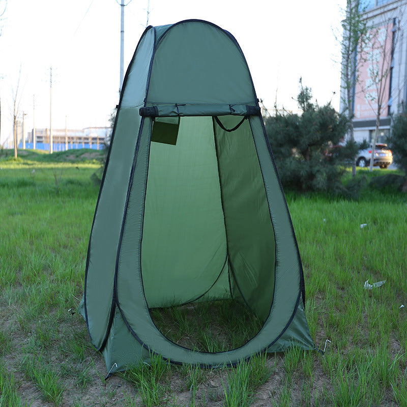 Dark Green Portable Outdoor Shower Tent Camp in nature
