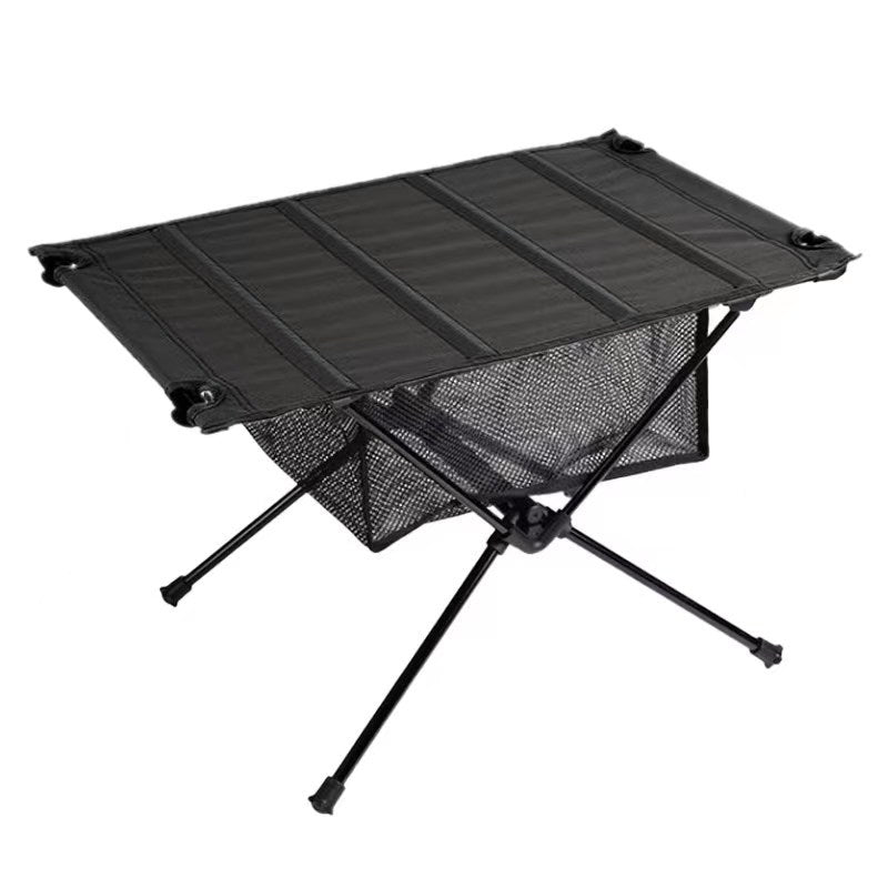Black Portable Folding Camping Table on a white surface