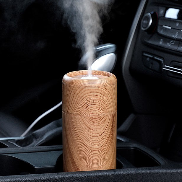 Green USB Wood USB Car Humidifier with Colorful Light in a car